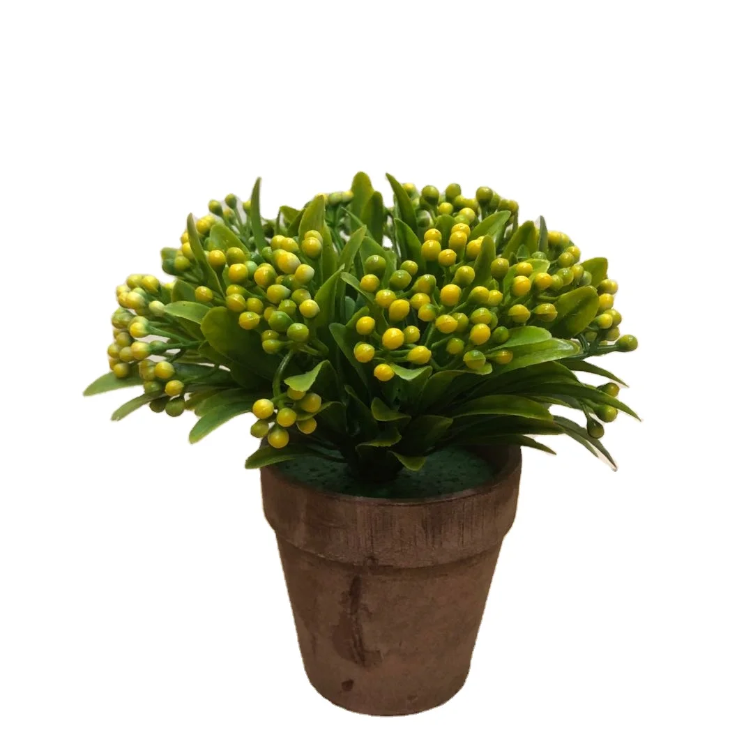 

Wholesale artificial plant bonsai plastic bonsai with pot interior decoration, small short branch orchid fruit bonsai, Customized