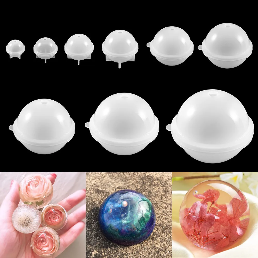 

1pcs Crystal Round Ball Silicone Molds 3D Ball Pendant Separate Epoxy Resin Mould For Diy Jewelry Making Findings Tools Supplies, As shown