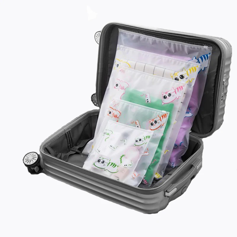 

Fashion Travel Size Makeup Bag Waterproof Clothes Collection Transparent Travel Bag Cute Cartoon Cat Travel Bag, 5 colors