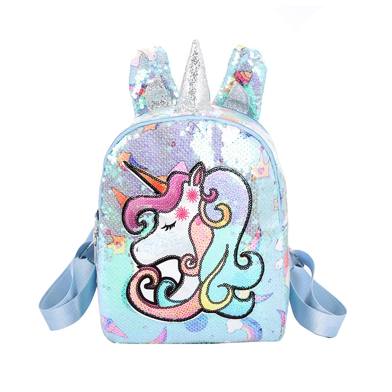 

Fashion Cute 3D Ears Unicorn Glitter Sequins Backpack for Girls,Sequin Shoulder Bag Backpack