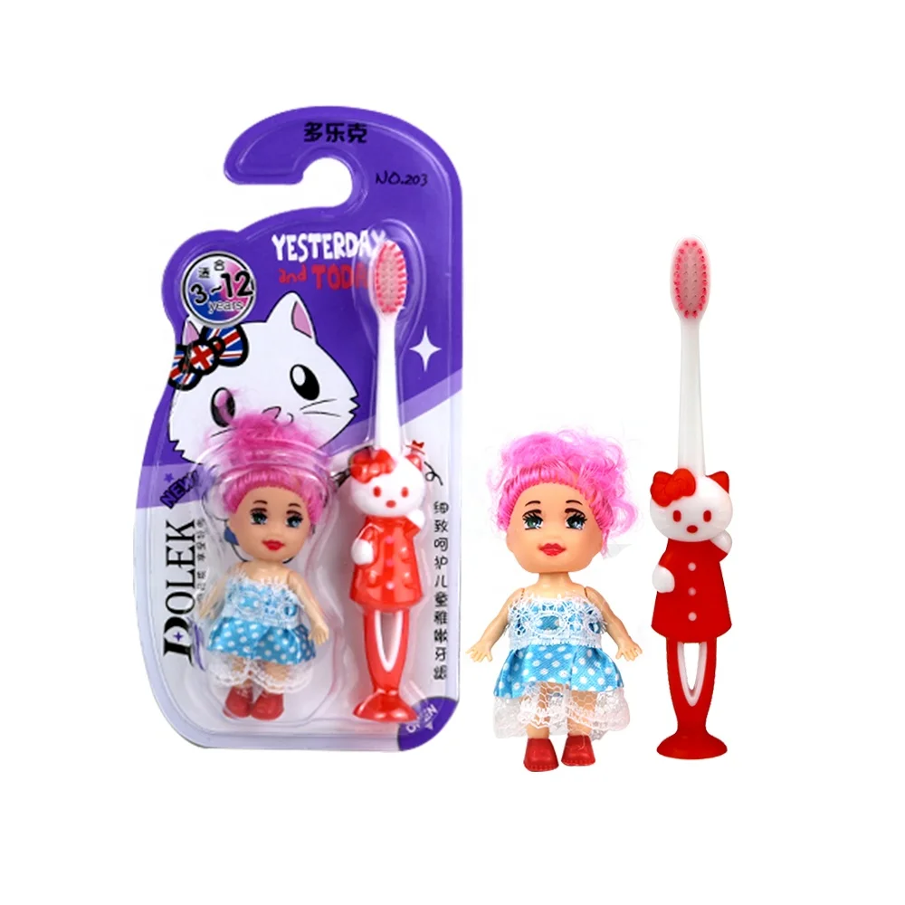 

Cute Helo Kitty cartoon holder kids toothbrush with suction cup tooth brush, Customized color