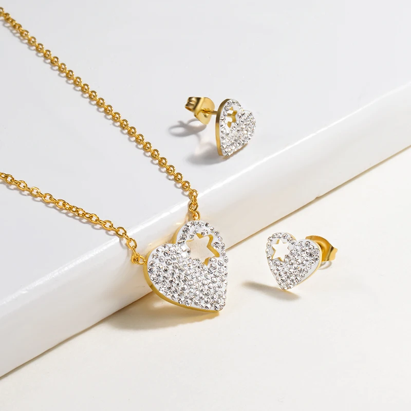Baoyan Cute Vintage Star in Heart Cubic Zirconia Bridal Jewelry Set