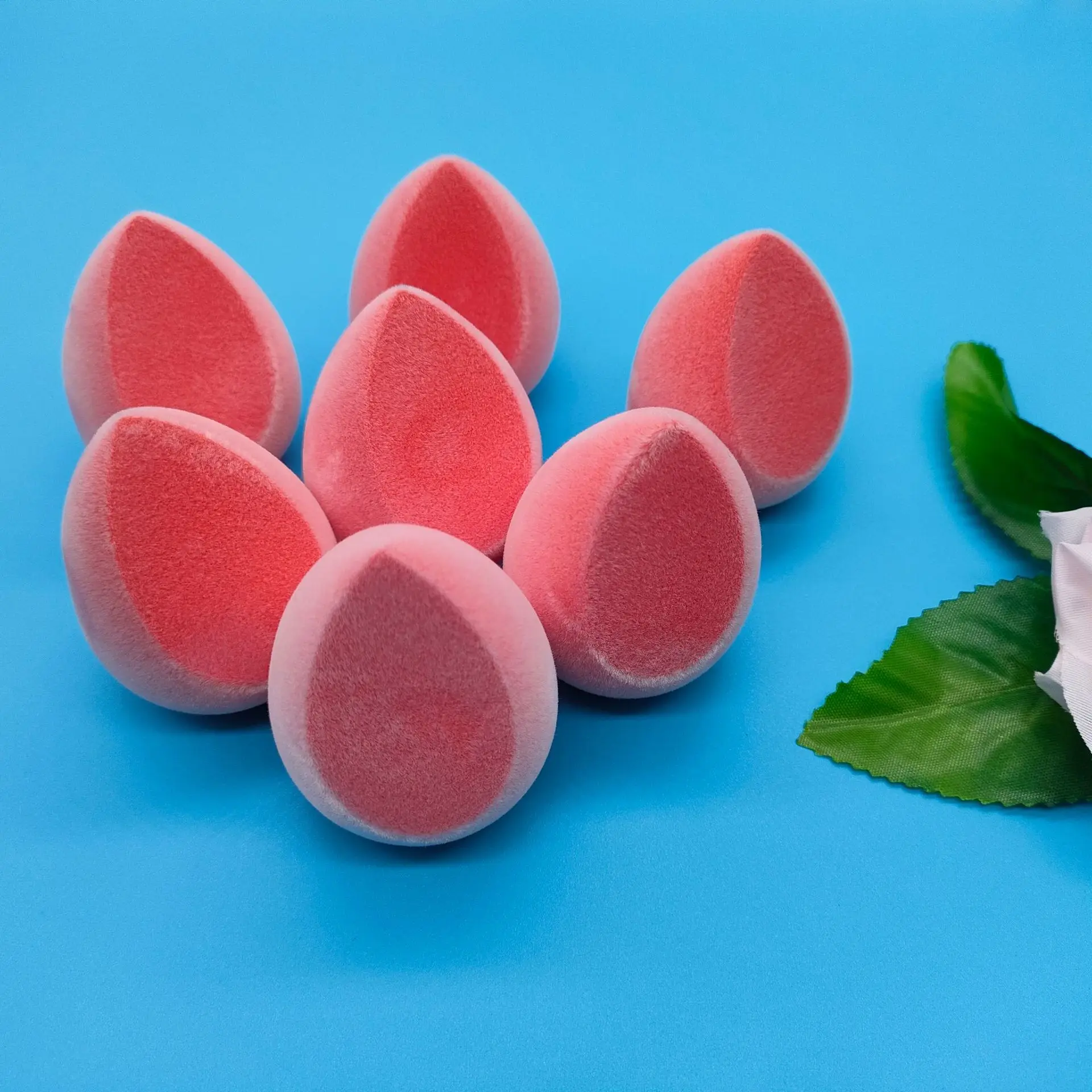 

Facial Super Soft Beauty Sponges Face Cosmetic Powder Puff Beauty Egg Drop Oliva Cut Wet and Dry Flocking Beauty Egg, Customized