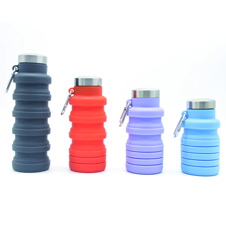 

China supplier wholesale portable outdoor Sport 500ml foldable silicone water bottle, Customized color acceptable