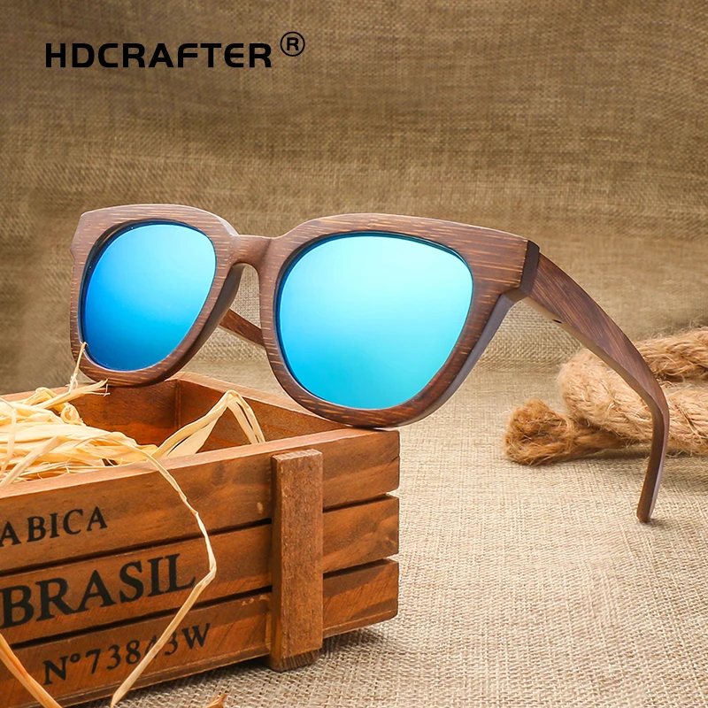 

HDCRAFTER High Quality Wholesale Mirror Lens Wood Bamboo Sunglasses Custom Logo Polarized 2021 Wooden Sunglasses China Driving