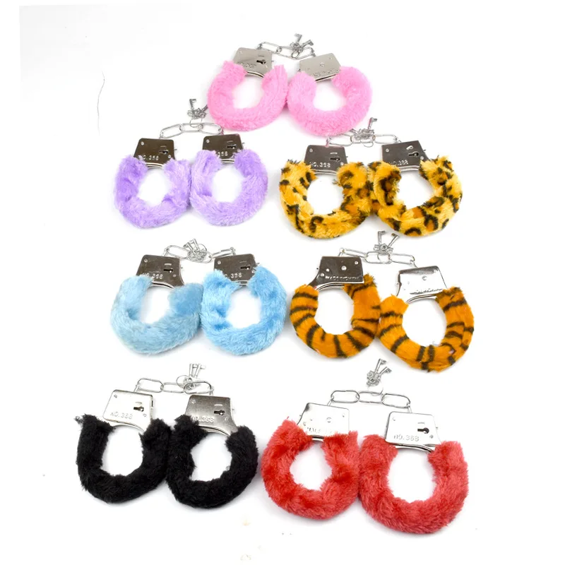 

2021 Hot Sale Colorful Plush Handcuff Men Taste Bracelet Key Lock Anklet Healthcare Leather Cuff Bracelet for Women