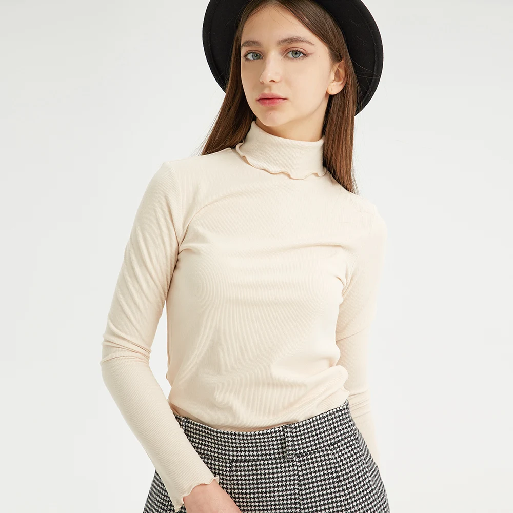 

Factory wholesale spring polyester pullover sweater for women High neck slim fit