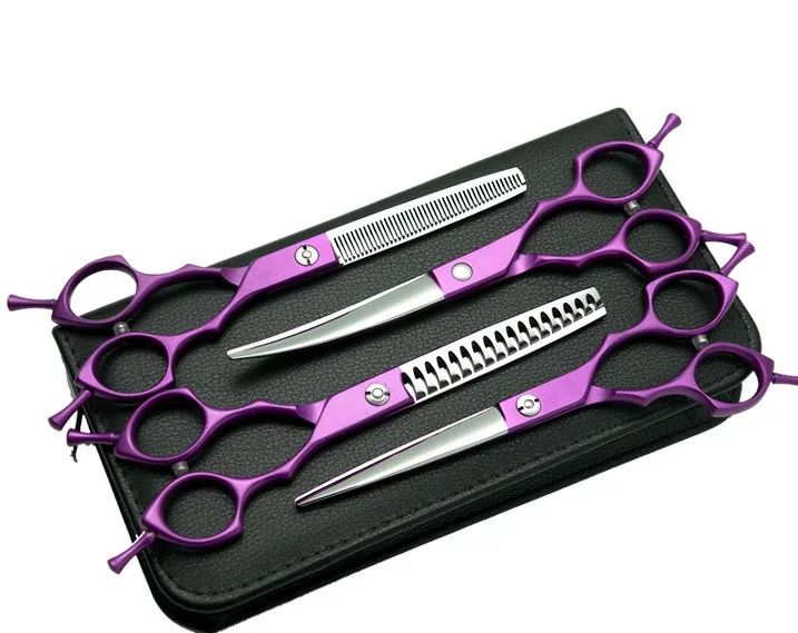 

Waybetter color handle Dog Grooming Shear Scissor 6.5" straight curve thinning scissors and chunker AF65 Set