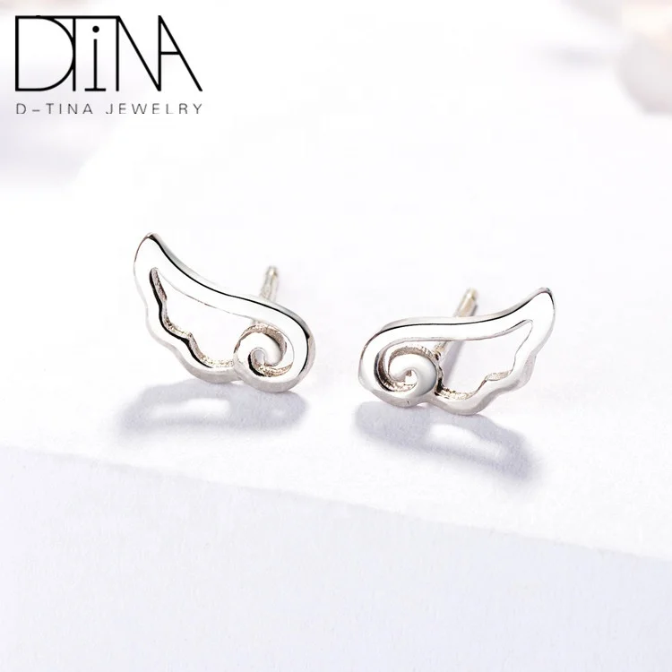

DTINA 925 Sterling Silver Stud Earrings Angel Wings