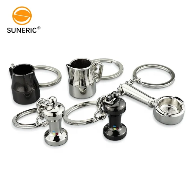 

Custom metal mini key ring espresso coffee kettle v60 dripper tamper grinder coffee accessories key chain