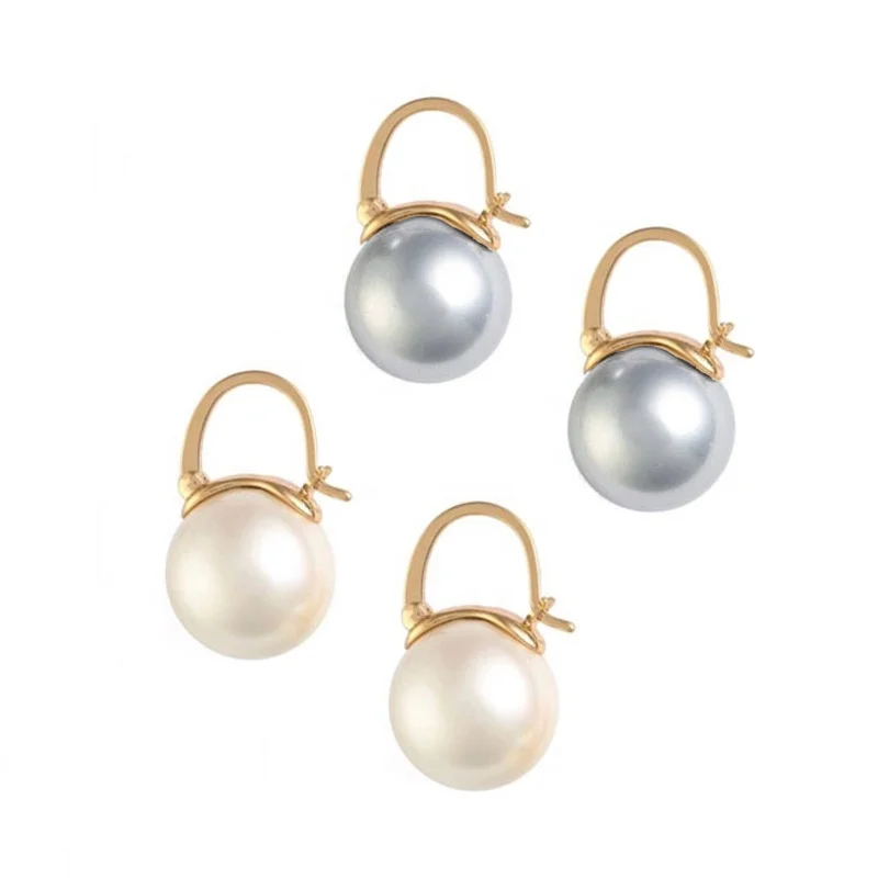 

Vintage Women's Versatile Anti-allergy Minimalist Gold-plated Glass Dangling Gray Pearls Earrings, Picture shows