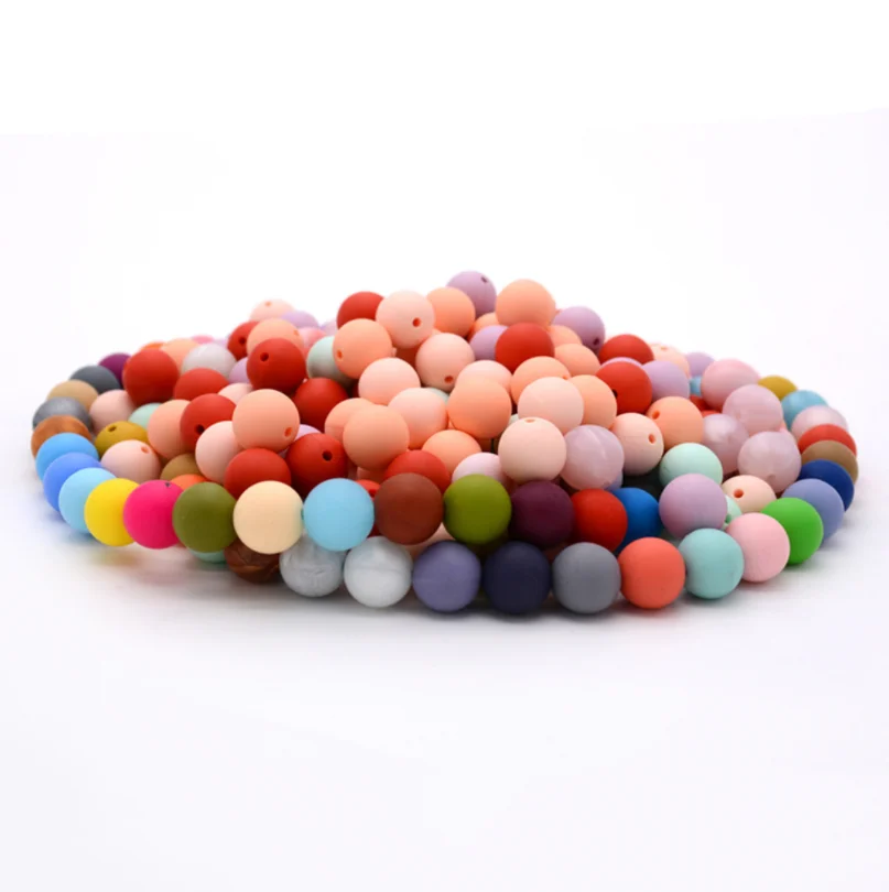 

Wholesale  Loose Bulk Baby Chew Round BPA Free Food Grade Soft silicone beads for Jewelry Making, Many colors available