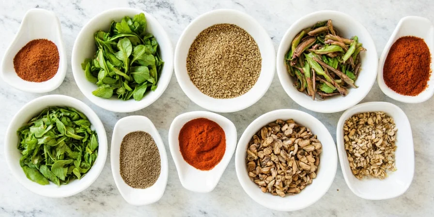 Chef mixing a spiced green goddess dressing in a kitchen setting