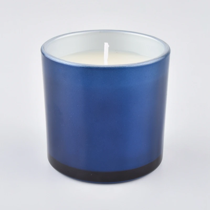 blue glass candle jar