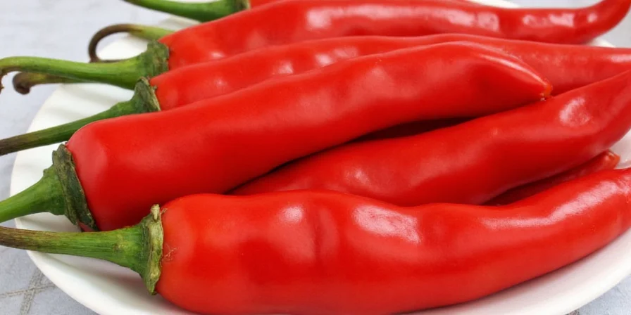 Fresh Red Serrano Peppers at a Local Market