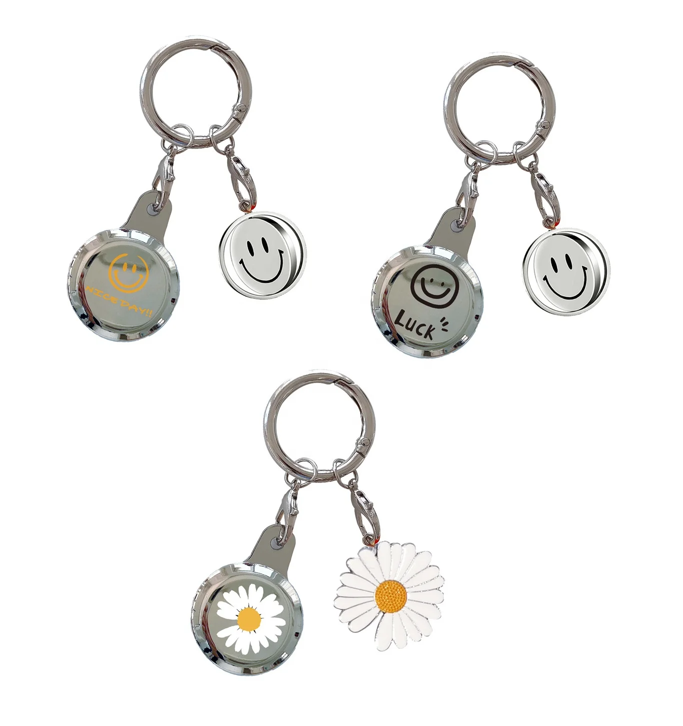 

for AirTags Anti-lost Case For Apple Plated Electroplating daisy flower smile face Locator Cover Key chain jewelry