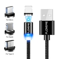 

FLOVEME 1M Cable Magnetico 3 en 1 Nylon Braided Mobile Phone USB Charging Cable