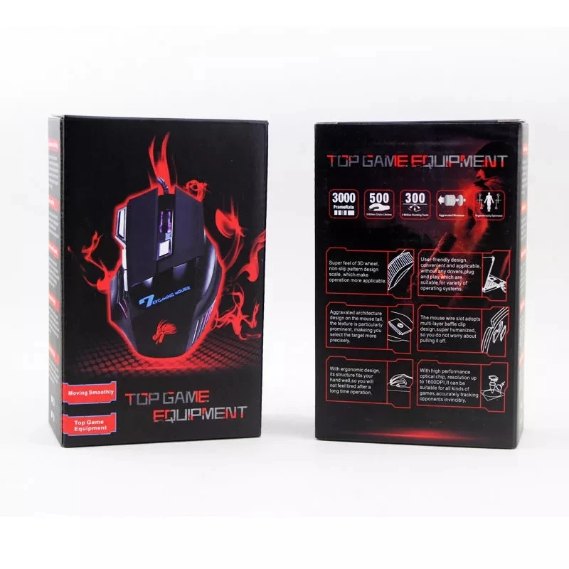 New Fashion RGB 5500DPI USB Wired Computer Mouse Seven Buttons Optical Gaming Mouse