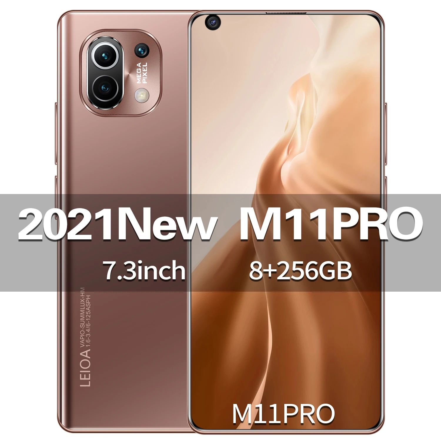 

Global Version M11 Pro 7.3 Inch Smartphone 8GB RAM 256GB ROM 6800mAh Snapdragon 888 5G LTE Bands Fingerprint Unlock Cellphones, Black,gole,,blue