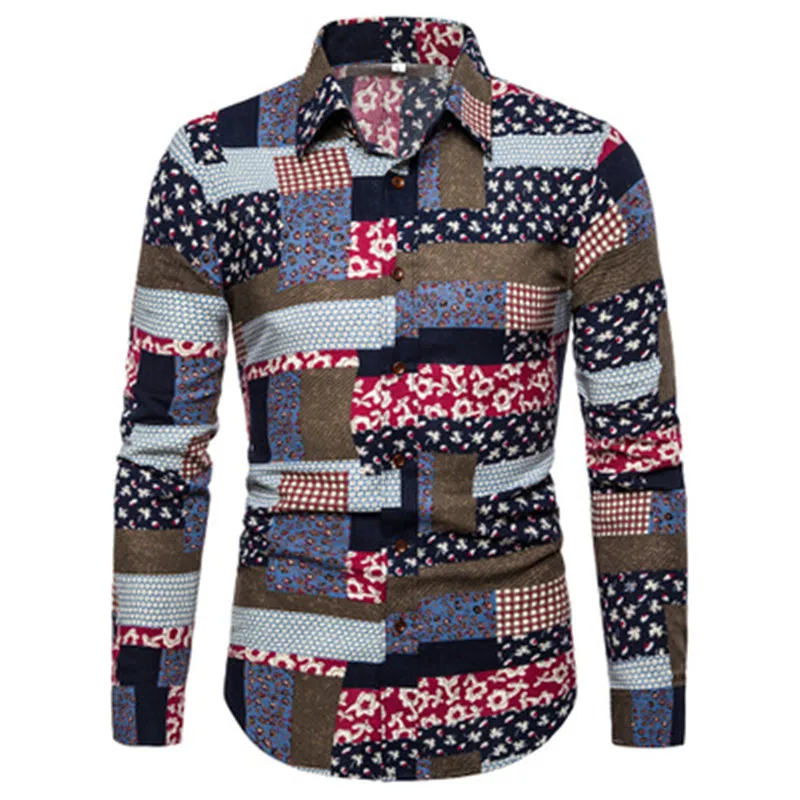 

Men's Casual floral shirts men's large size long-sleeved shirts fashion multi-color slim New Autumn Winter shirts, Customized colors