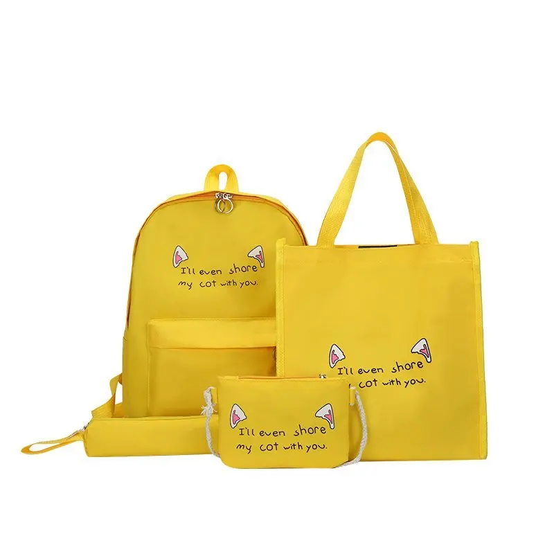 

2019 Fashion woman handbags and backpack set wholesale ladies bagpack handbag pencil bag 4 PCS sets for girls and boys, Black,grey,pink,red,coffee