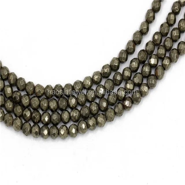 

wholesale price Natural round stone beads Faceted Pyrite  Beads For jewelry making