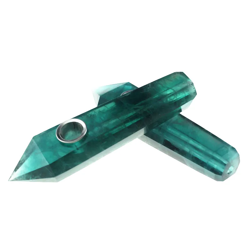 

Wholesale natural quarts green fluorite crystal smoking pipes for gift, Colorful