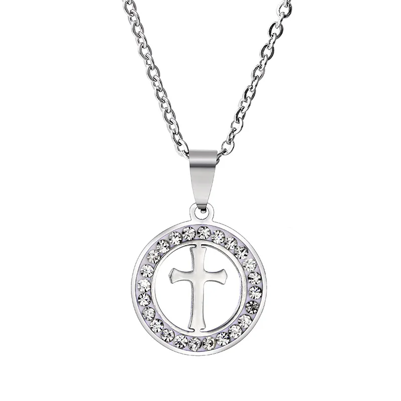 

wholesale High-grade stainless steel full diamond Cross pendant necklace