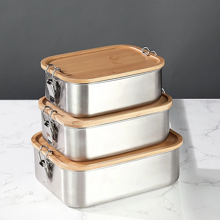 

Stainless Steel Bento Lunchbox Japanese Bamboo Food Lunch Box Stainless Steel Metal Toddler Snack Containers Food for Kids