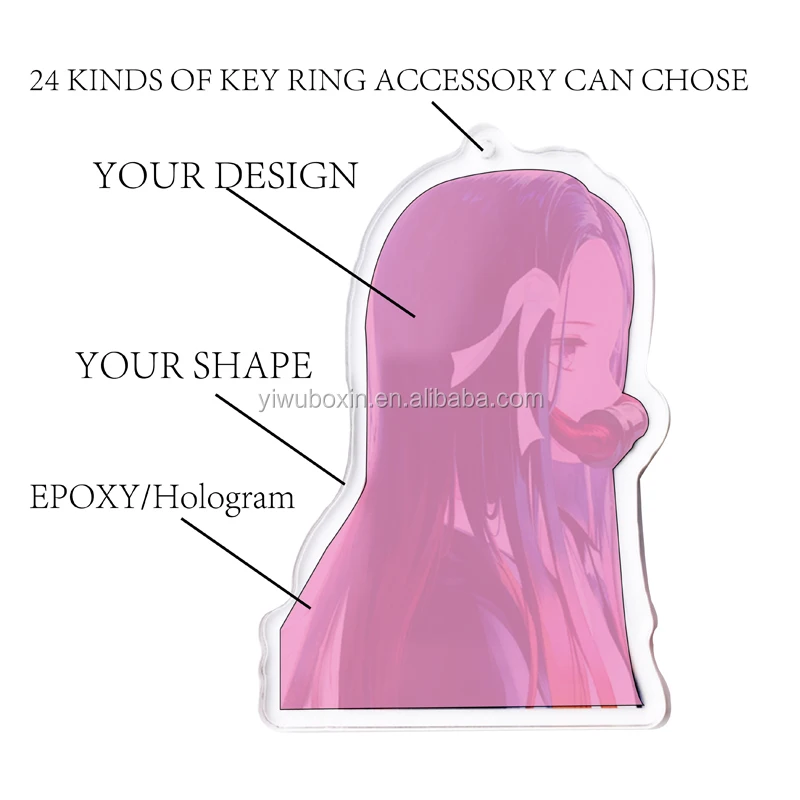 
NO MOQ eco-friendly custom made acrylic keychain holographic anime acrylic charm 