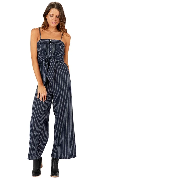 

Women Elegant Strap Top Backless Bodycon Top and Wide Leg Ladies Set Jumpsuit, Navy color or customize