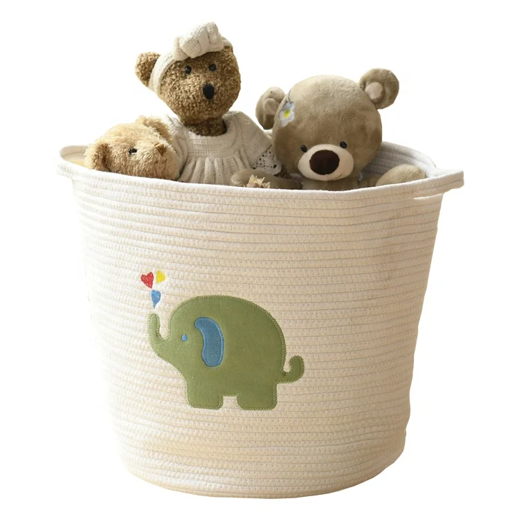 

New round shape elephant cotton rope baby changing basket