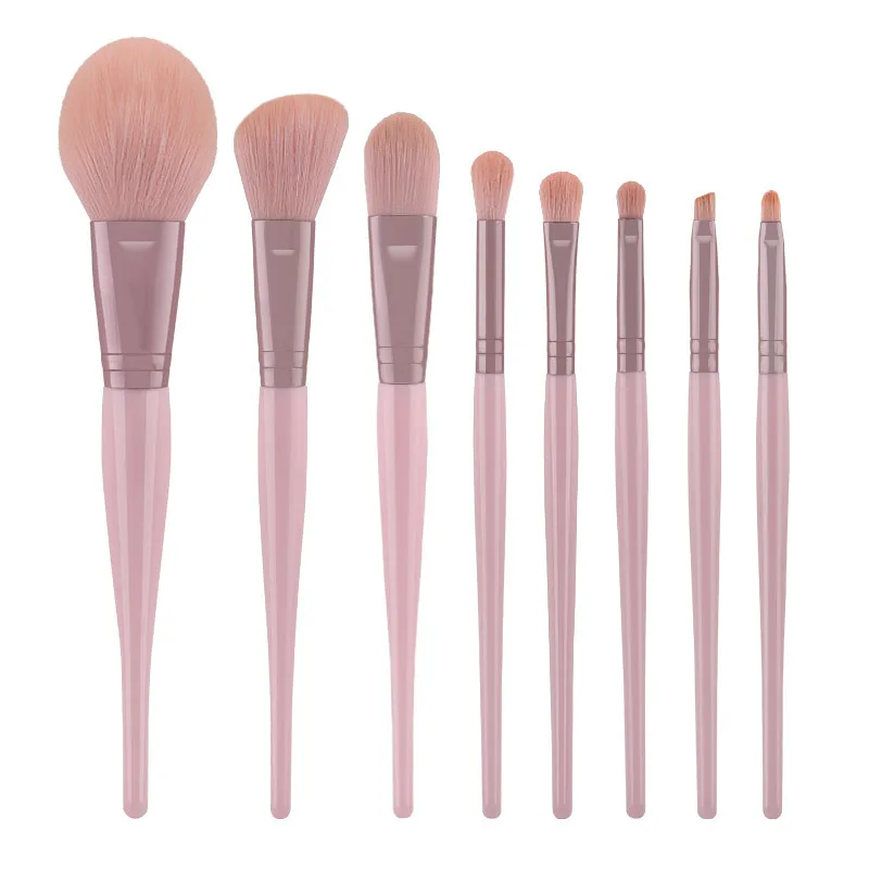 

Free Samples 8 Pcs Stock Private Label Fiber Wool Powder Beauty Pink Makeup Brush Set, Picture