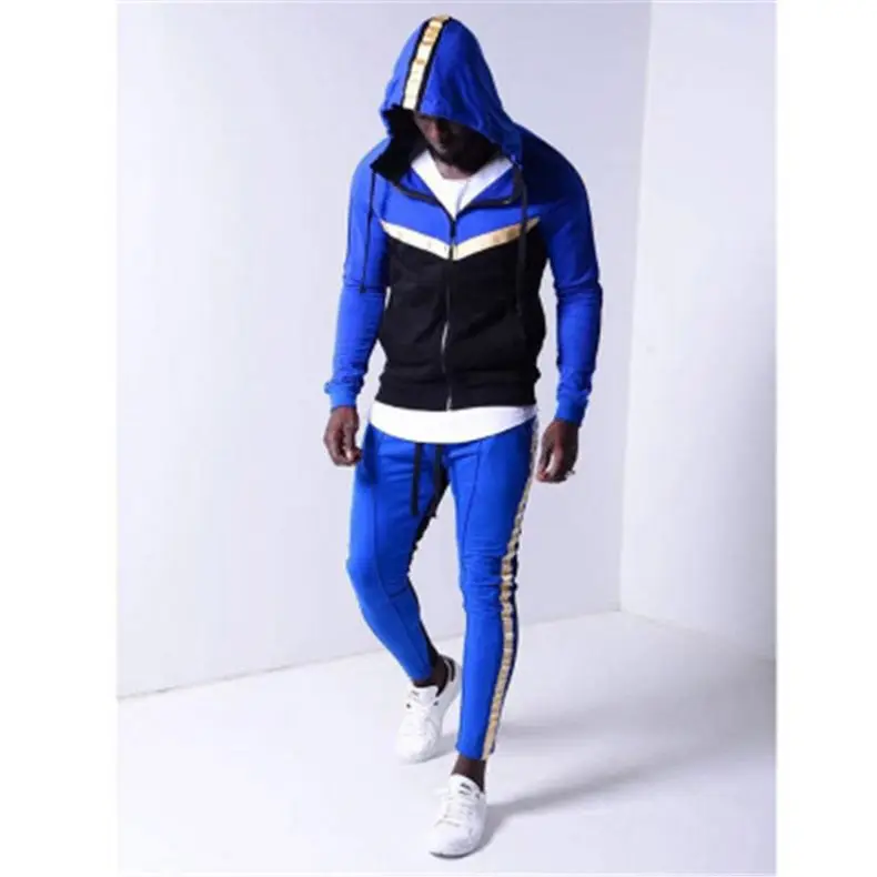 

Classic Men's Autumn Suits Younger Sports New Casual Clothing Splicing Style Cardigan Hooded sets in Stock