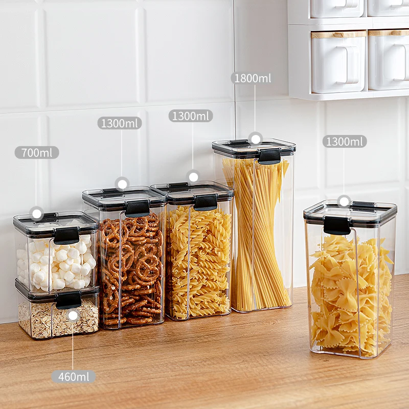 
2020 New Design Plastic 3pcs Set Storage Box Grain Storage Rectangle Food Container 