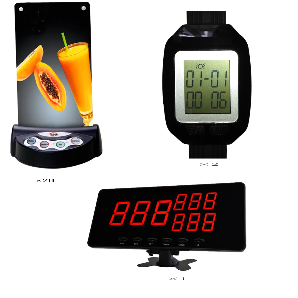 

Coffee restaurant smart watch with buzzer menu holder waiter calling system