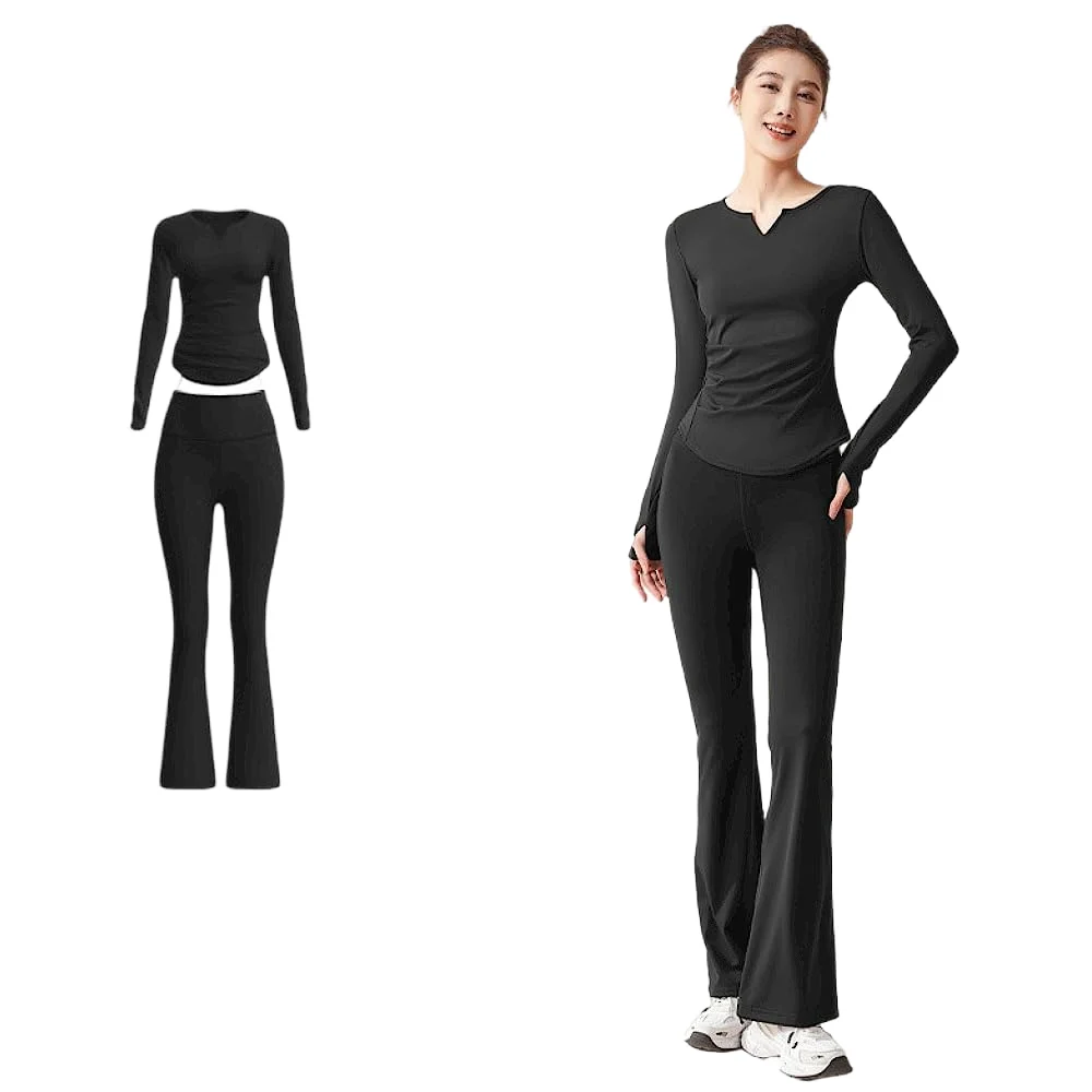两Piece Set Long Sleeve Full Length Quick-Dry Yoga Set