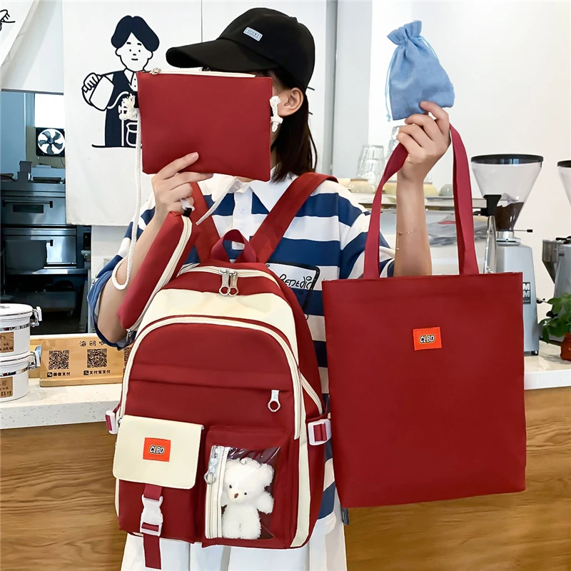 

Students school backpacks sets 5 in 1 casual backpacks for girls teenagers mochilas