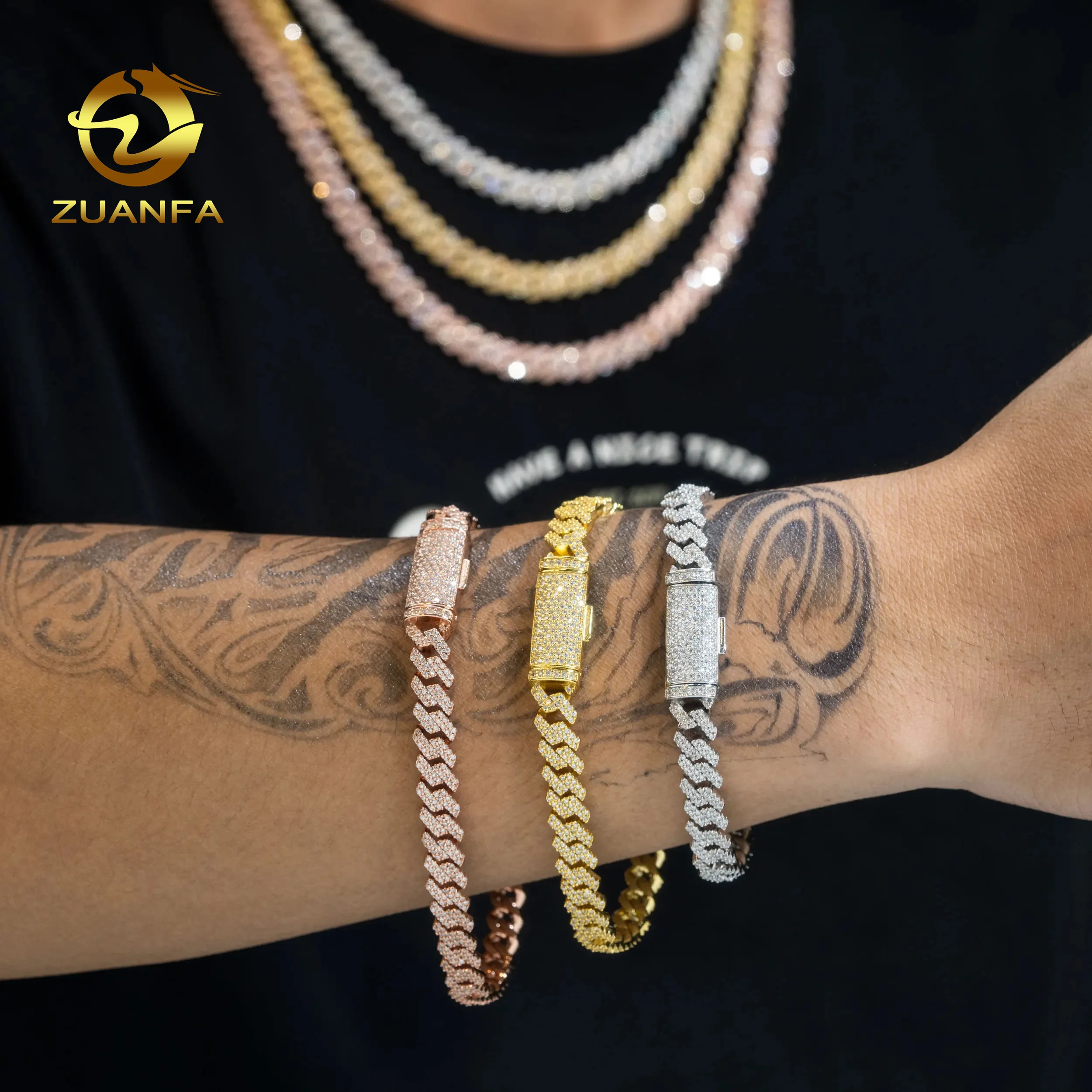 

Wholesale Hip Hop 8mm Cuban Link Chain Style 925 Sterling Silver Jewelry Hiphop Mens Bracelet Iced Out Diamond Cuban Bracelet