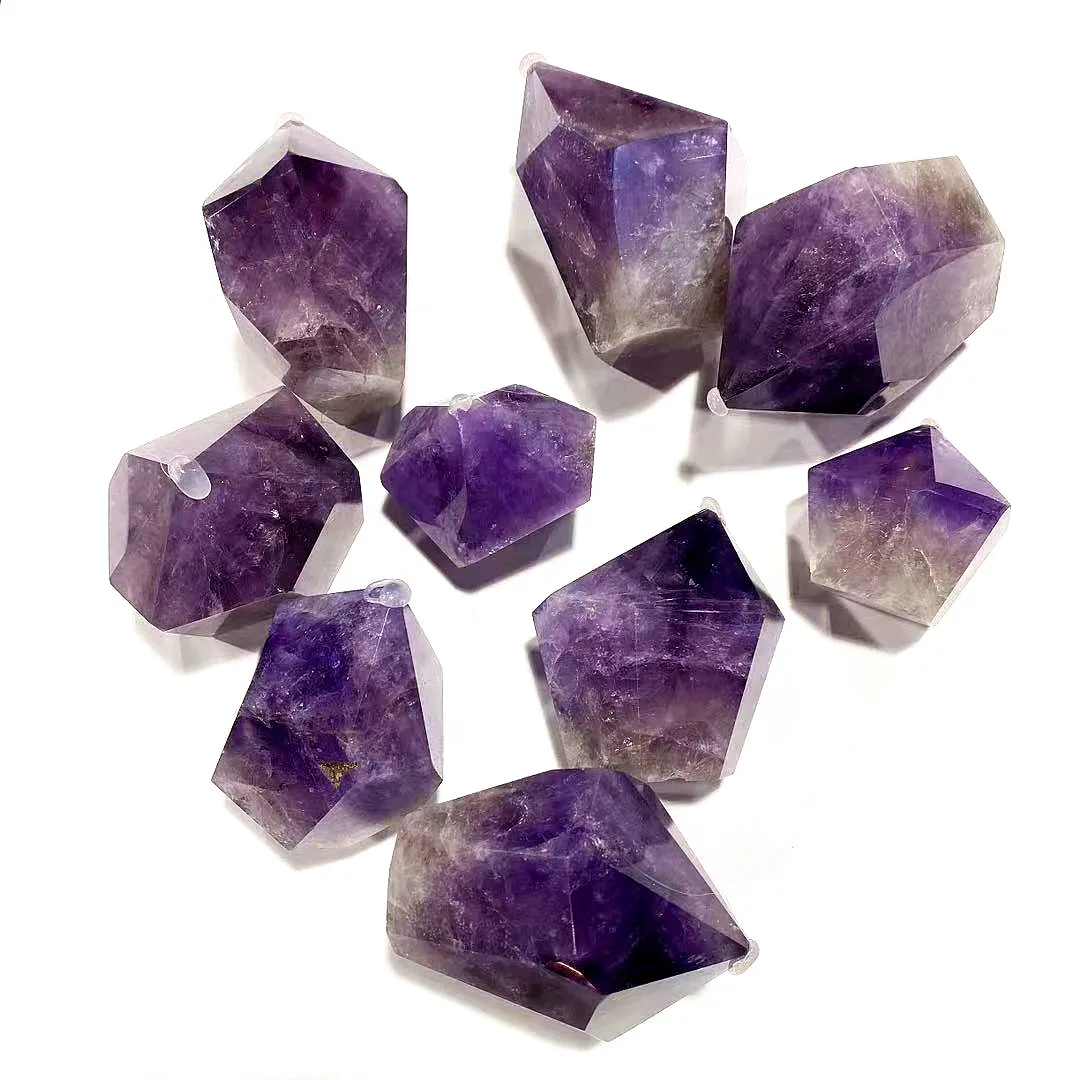 

Natural Healing crystal Purple Crystal Tower Hexahedral Amethyst Point for Decorate