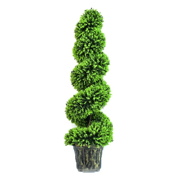 

120cm Gardening Products artificial foliage topiary spiral tree Money leaf grass shrub For Decoration