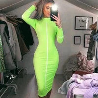 

6 Colors Package Hip Skirt Solid Long Sleeve Women Casual Dresses Sexy Dress