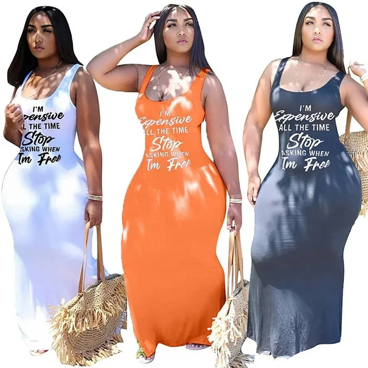 

New arrivals Wholesale Summer Big Size S-3XL Fat Woman Dresses Plus Size Women Clothing long maxi dress, Picture color