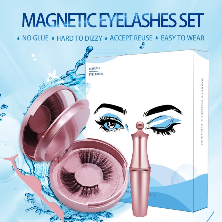 

Factory Price Private Label Magnetic Eye Lashes False Eyelashes With Magnetic Eyelash Kit, Natural black