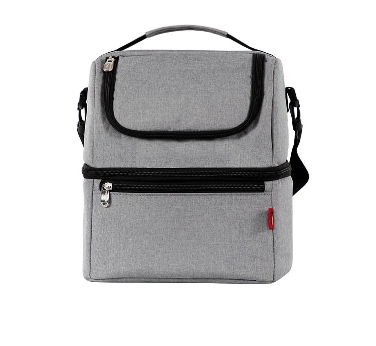 

Insulation Bag Two Layer Fashion Women Blue Cooler Bag Refrigerated Ice Pack Cooler Bag For Lunch, Black, blue, gray