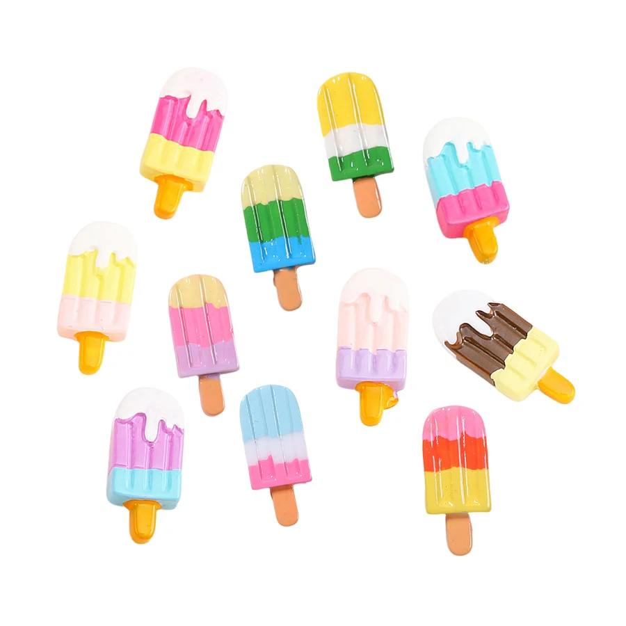 

wholesale price suummer tricolored stripe ice cream lolly flatback resin charms for diy