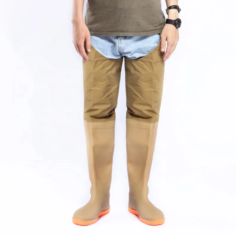 

Cheap Boys Plastic Custom Men Rain Fishing Waders Pvc Working Hip Wader Farming Rice Planting Boots, Yellowish brown/ green/oem