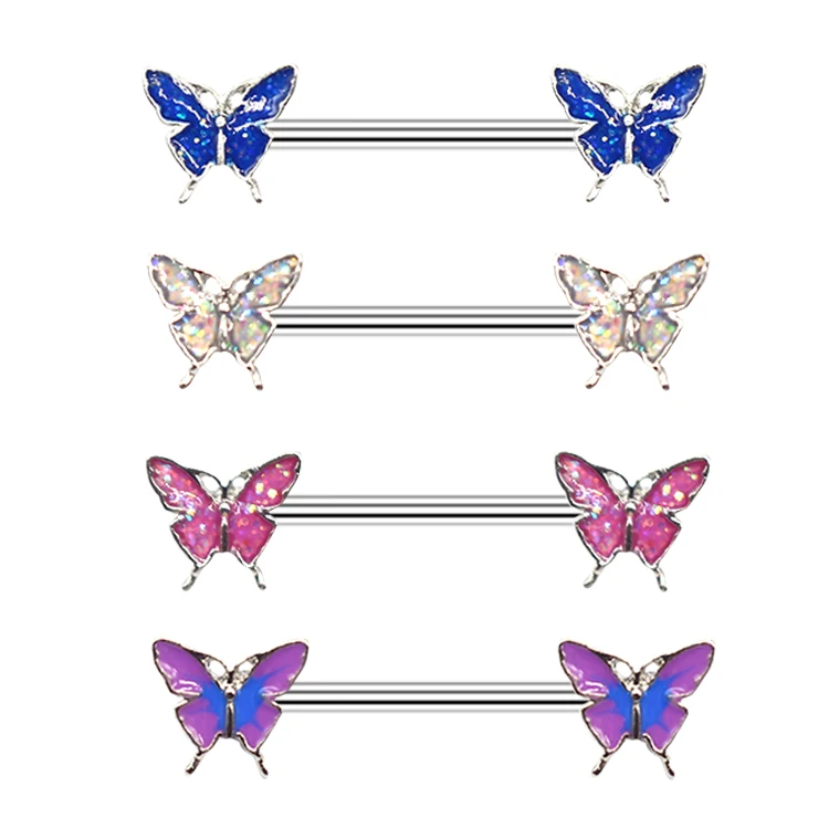 

Gaby new design nipple rings colorful butterfly nipple rings stainless steel piercing body jewelry