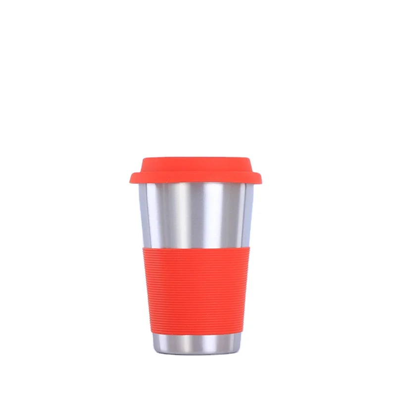 

BPA Free stainless steel reusable coffee cup tumbler with silicone lid