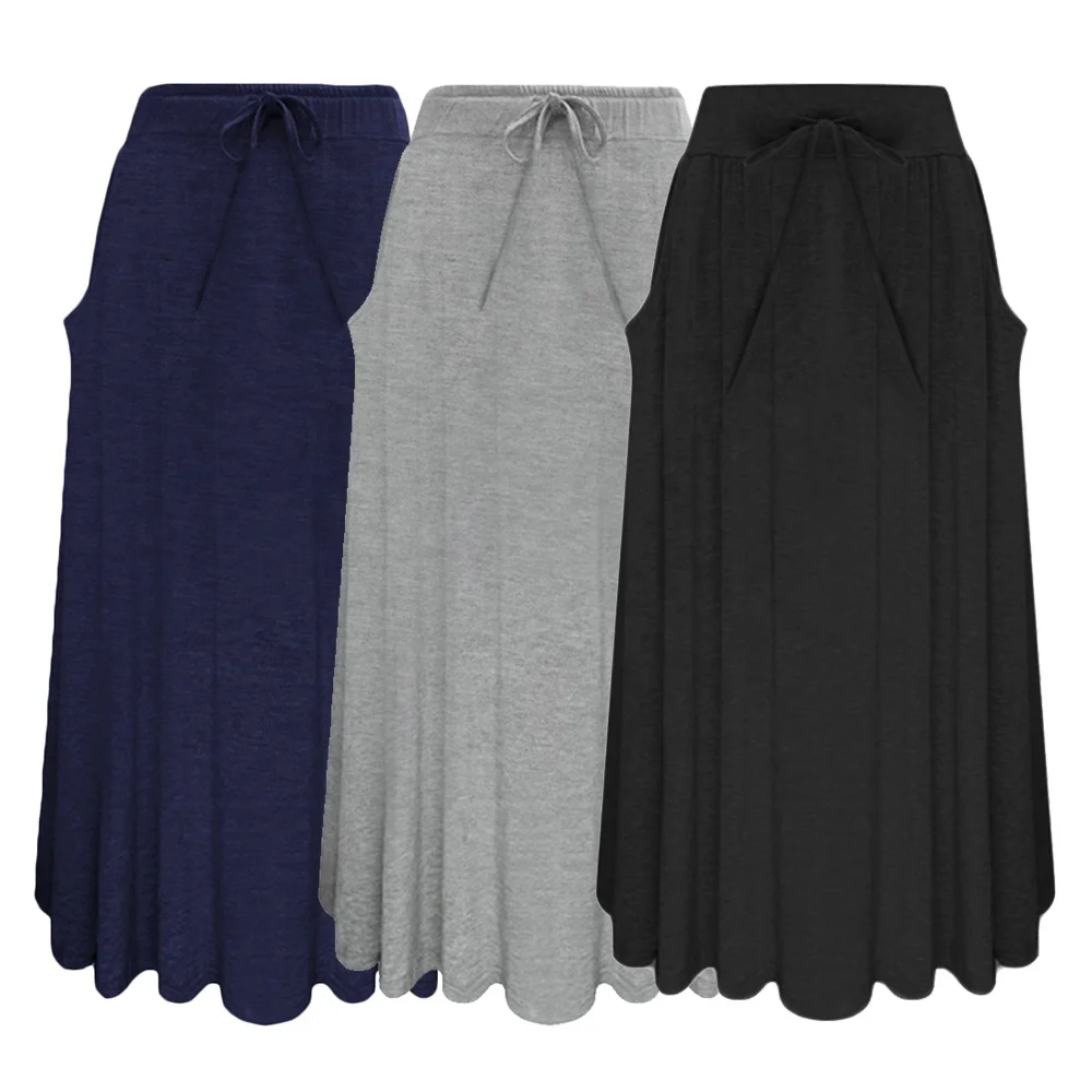 

2021 new fashion solid color all-match Slim A-line skirt women's skirt, Gray / dark blue / black